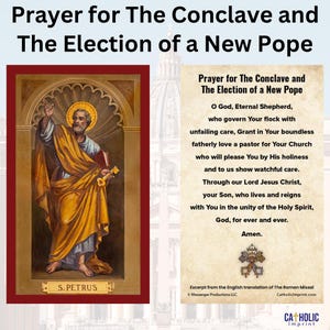 Cartão de Oração do Conclave (Conjunto de 25) Oração pela Eleição de um Novo Papa | Reze com os Cardeais da Igreja Católica enquanto eles elegem um novo Papa
