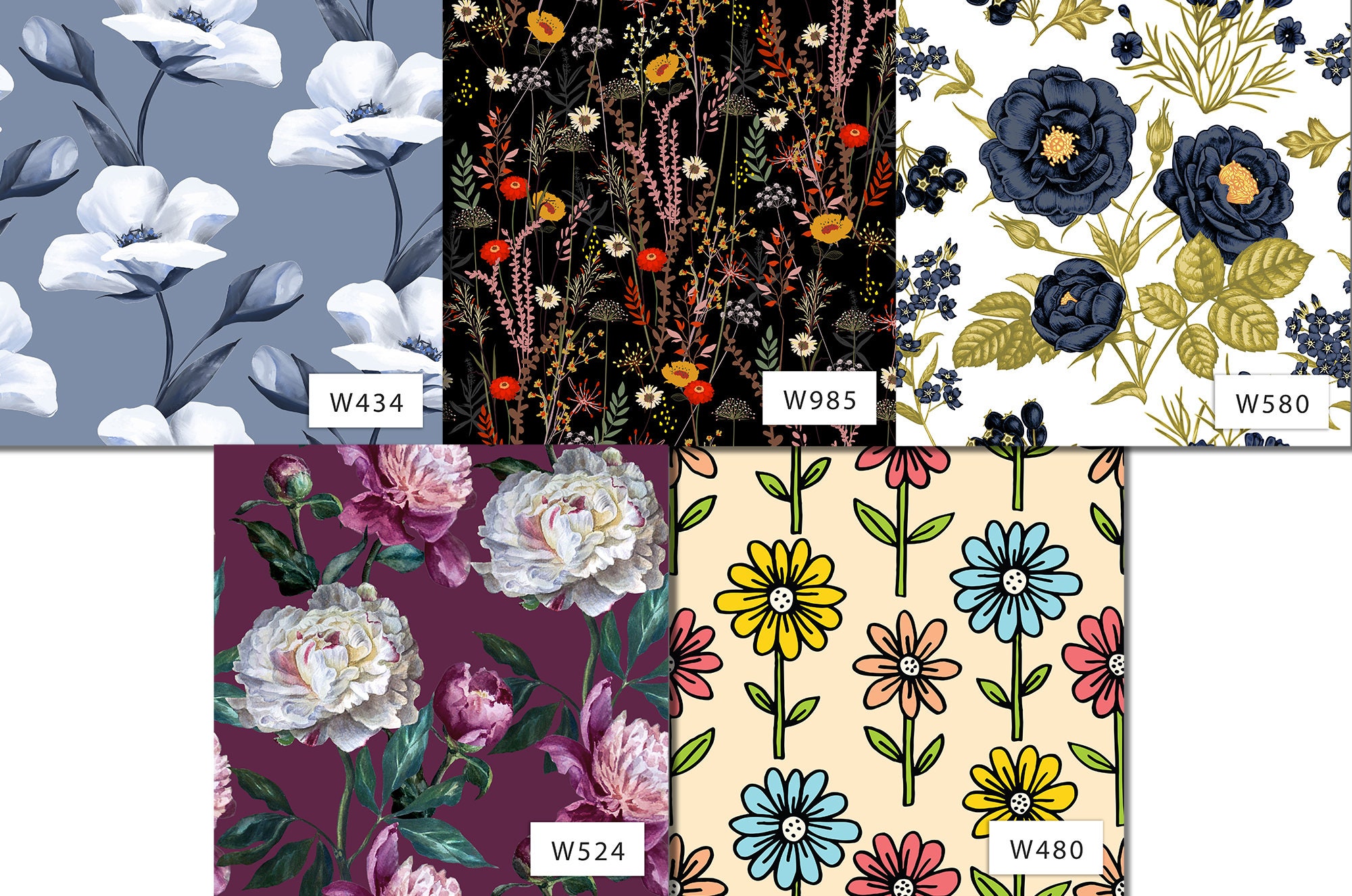 Floral Wallpaper Scraps, Moody Wallpaper Scraps, Flower Wallpaper