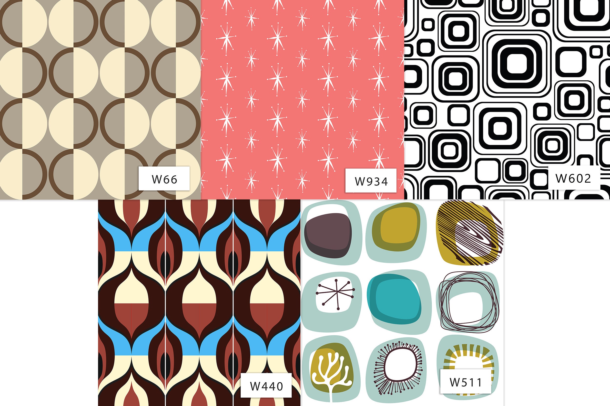 Retro Wallpaper Scraps, Vintage Wallpaper Scraps, Antique Wallpaper