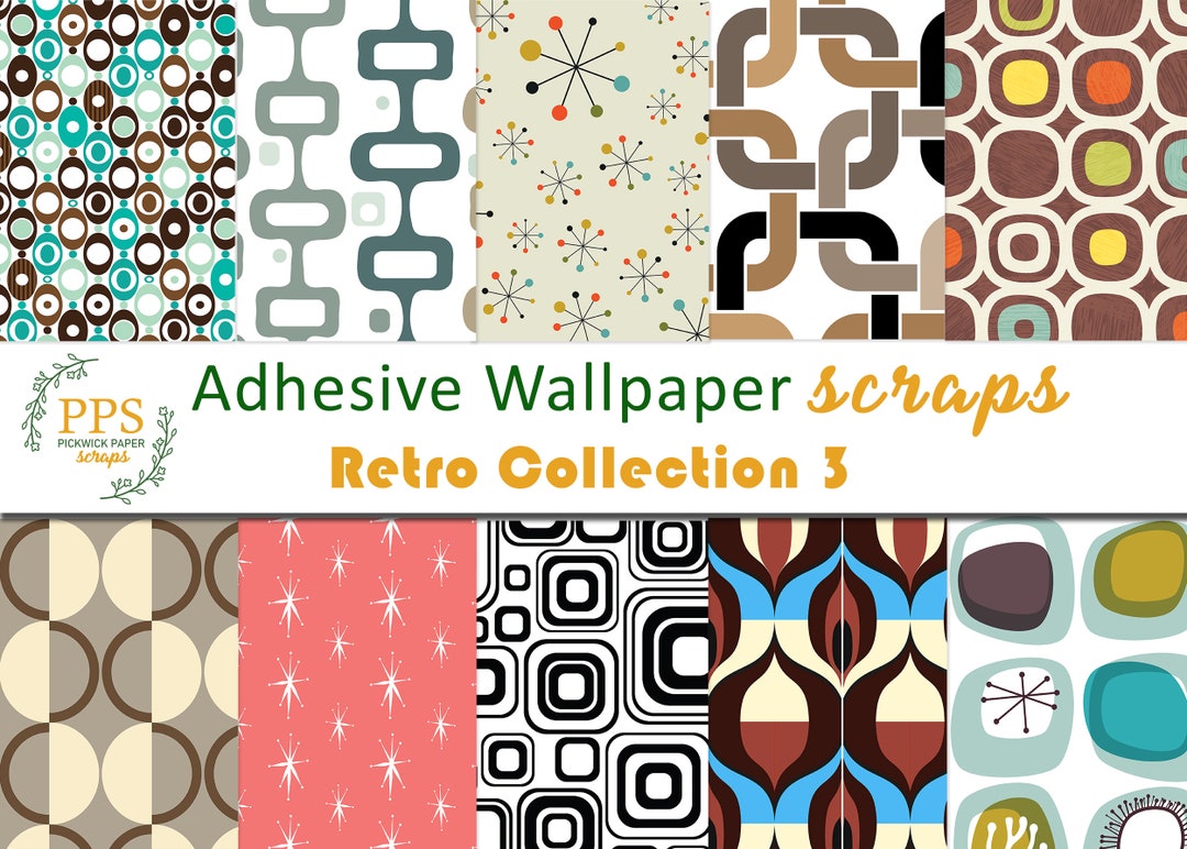 Retro Wallpaper Scraps, Vintage Wallpaper Scraps, Antique Wallpaper