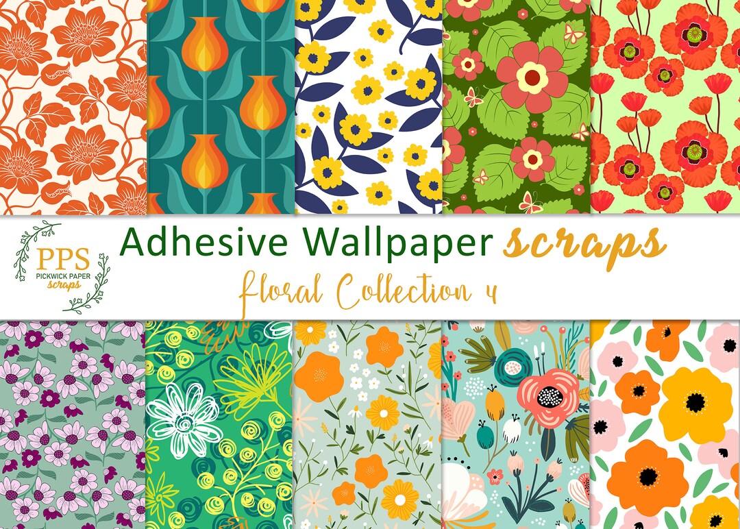 Floral Wallpaper Scraps Vintage Wallpaper Scraps Flower Etsy