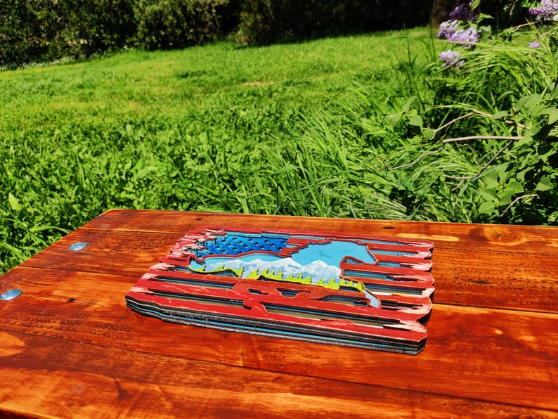 American Horse Layered Landscape Wood Art Etsy