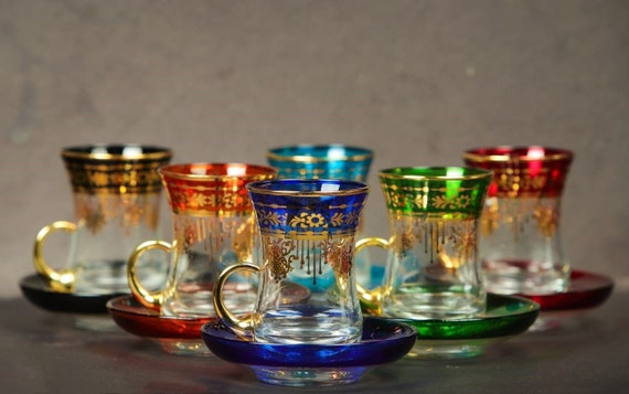 Turkish Tea Cup Set Traditional Cup Set Gift Glass Tea Glasses Serving Set  Turkish Style Tea Cup Set Gift For Her