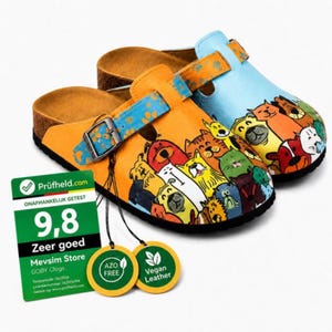 GOBY, Handmade shoes, Colorful Cat Clogs, Comfortable Slip On Shoes for Cat Lovers, gift for her
