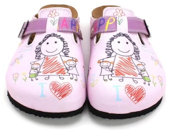 GOBY, Muttertagsgeschenk, Niedliche Clogs für Mütter, Geschenk für Mama, Bequeme vegane Schuhe, Einzigartiges Geschenk für sie, Handgefertigte Schuhe
