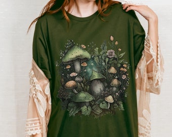 Goblincore Tee Cottagecore Magic Mushroom Tshirt Aesthetic T-shirt Dark Academia Forestcore Top Fairy Grunge Shirt Nature Lover Shirt Gift