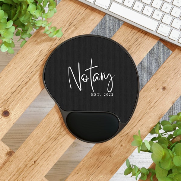 Mouse pad with Wrist rest, Neophrene, ergonomic, personalized notary office desk mousepad, Computer accessory, Office Supplies, gift, Notary