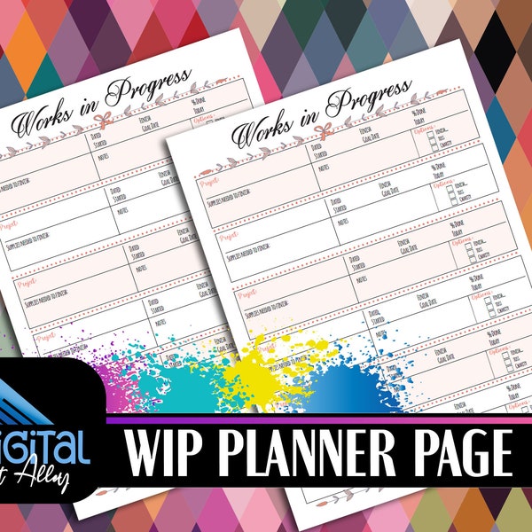 Works in Progress Planner, Keep a progress record on each quilt you make. Letter-sized, one-sided sheet. Digital art files for download.