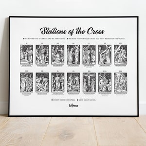 Stations of the Cross Poster for Lent Wall Decor Stations of the Cross Printable Catholic Lent Poster Way of the Cross Art Digital Download