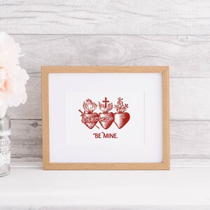 Sacred Hearts Be Mine Print Catholic Valentines Day Decorations Printable Holy Family Sacred Heart of Jesus Catholic Valentines Decor Print