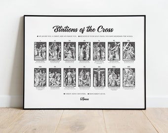 Stations of the Cross Poster for Lent Wall Decor Stations of the Cross Printable Catholic Lent Poster Way of the Cross Art Digital Download