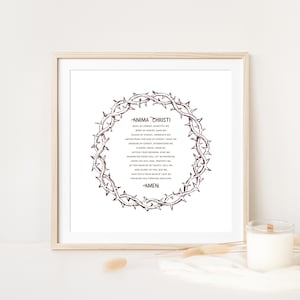 Anima Christi Gebetswandkunst Dornenkrone Druck-katholisches Kunstwerk für die Fastenzeit katholische Gebets-Digitaler Download Anima Christi Printable