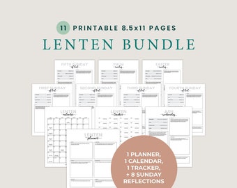2025 Printable Lenten Journal Planner Bundle with Lent Mass Readings Printable Plan for Lent Lenten Bible Study Lent Tracker Lent Calendar