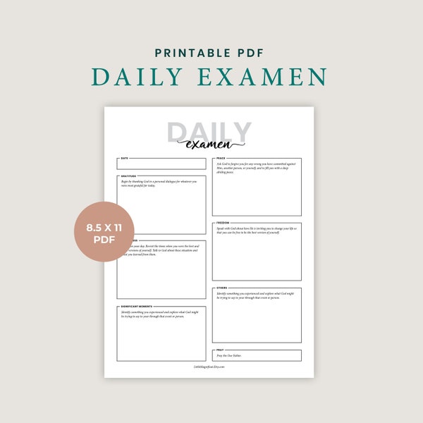 Daily Examen Printable Prayer Catholic Journal Guide for Daily Examen PDF Daily Examen Prayer Journal 8.5x11 Printable PDF Prayer Reflection