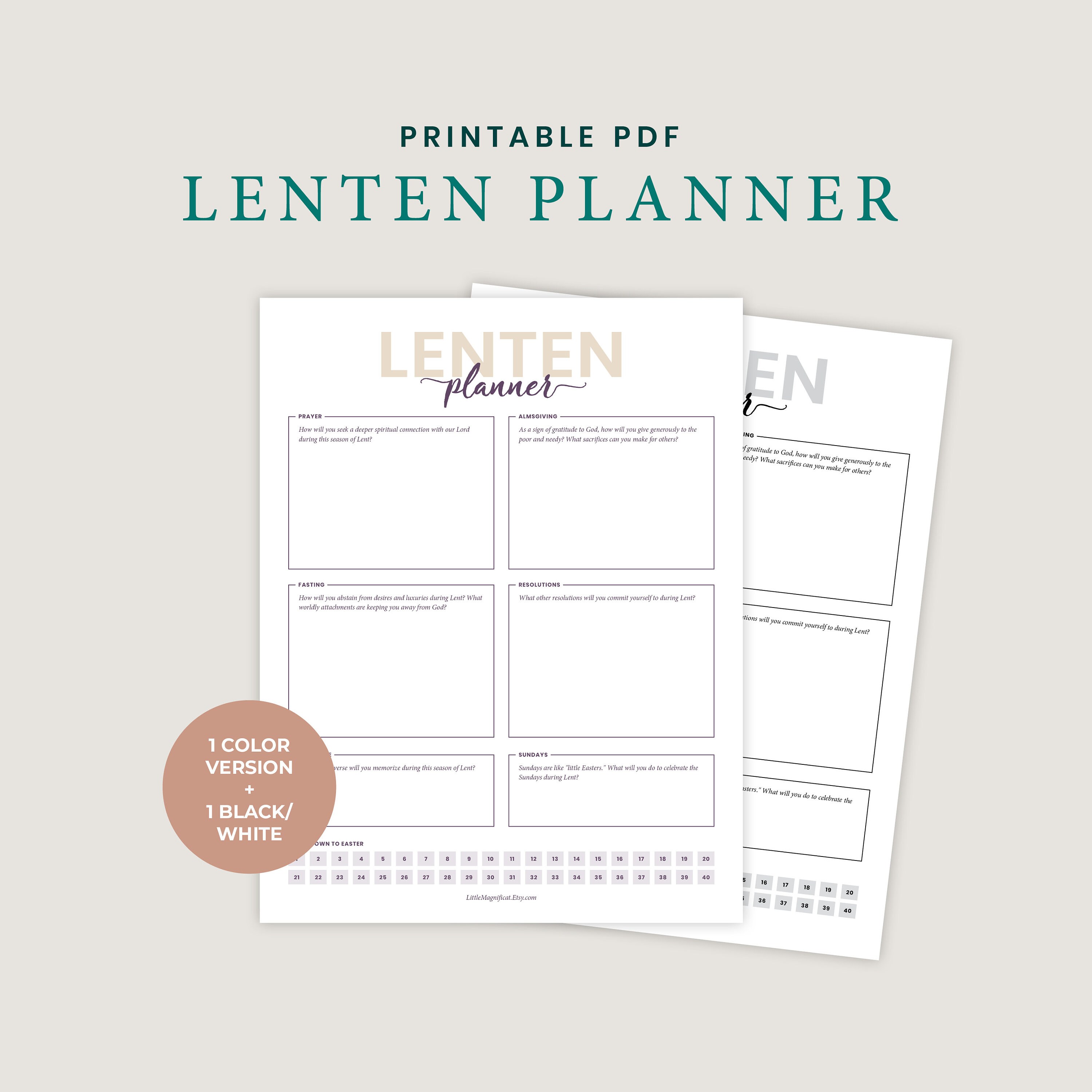 Catholic Lenten Planner Printable: Prayer, Fasting, Almsgiving (digital ...