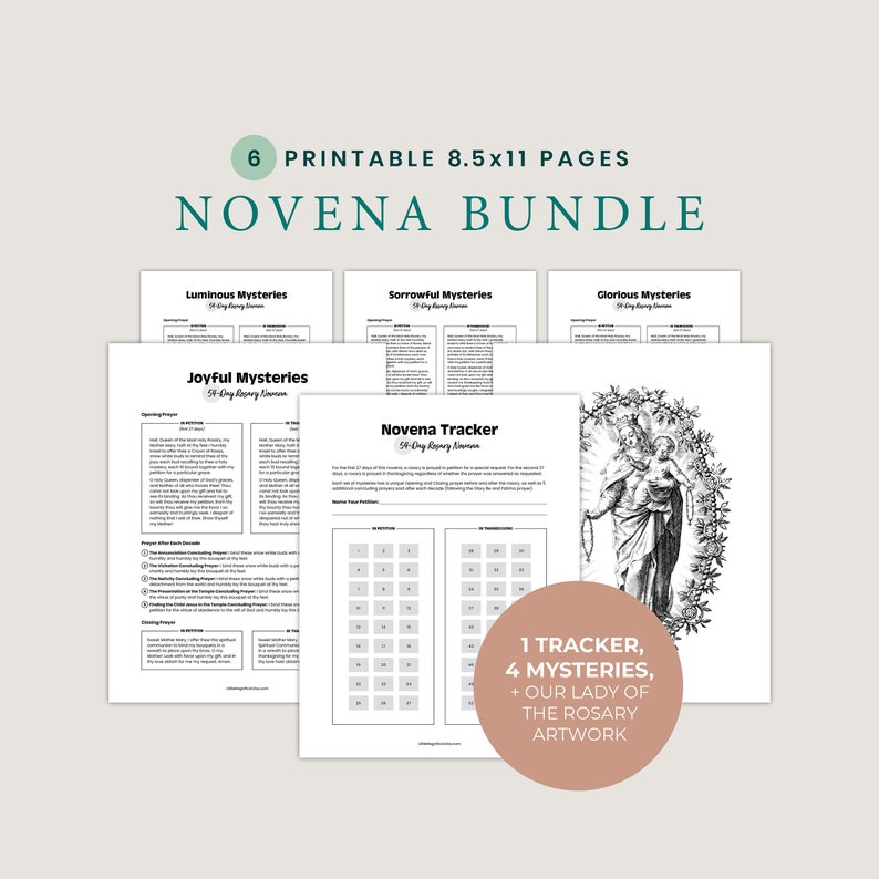 54-day Rosary Novena Bundle Printable Tracker With Guide for Catholic ...