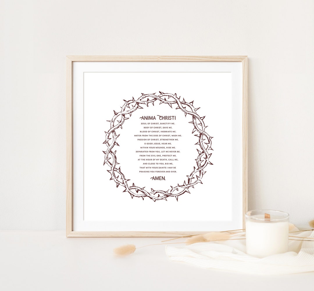 Anima Christi Prayer Wall Art Crown of Thorns Print Catholic Artwork ...