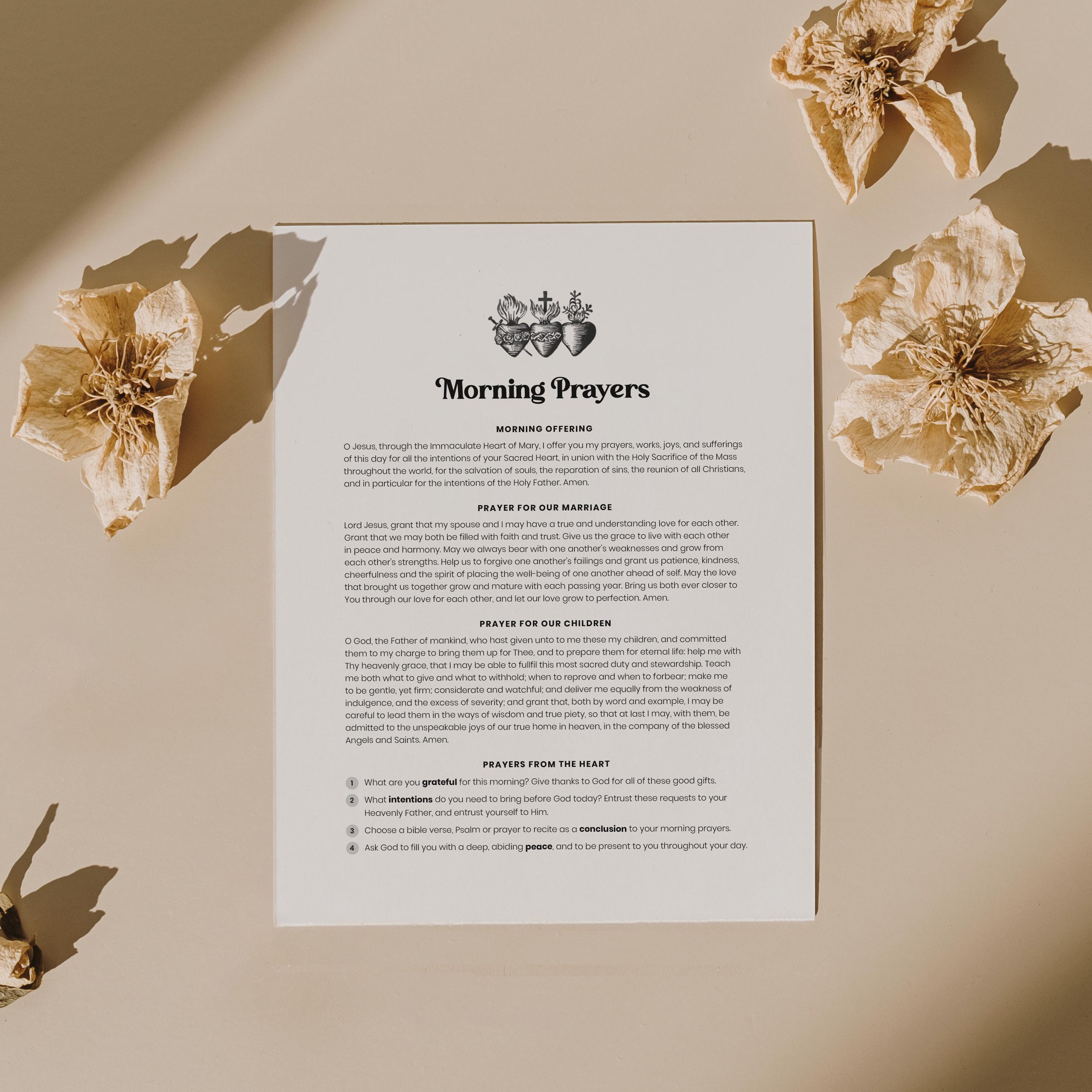 Catholic Morning Prayers Printable: Daily Prayer Sheet (PDF Download 8 ...