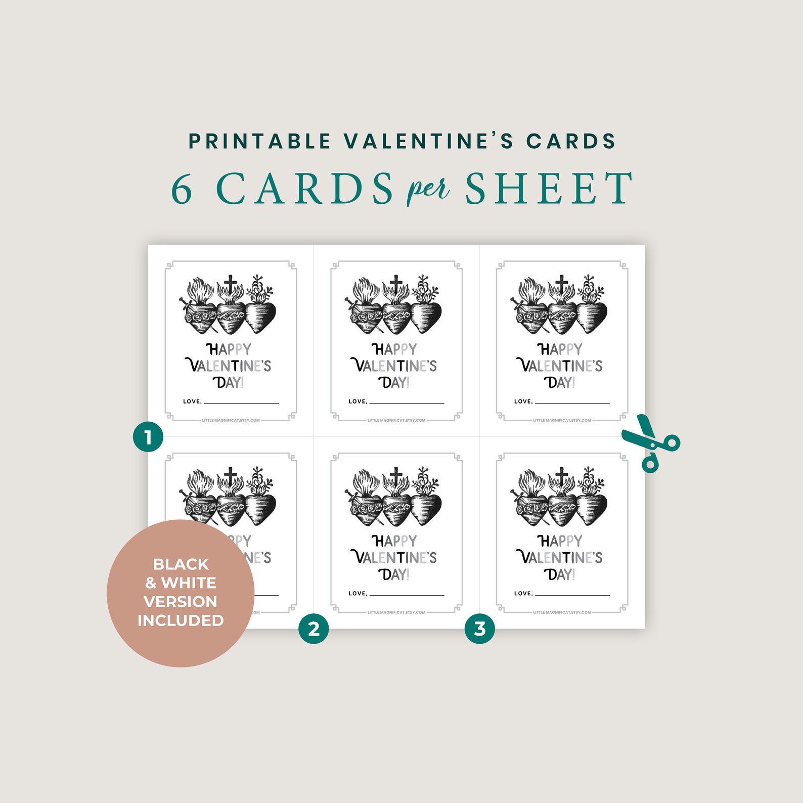 Catholic Valentines Day Printable Cards With Holy Family Sacred Hearts ...