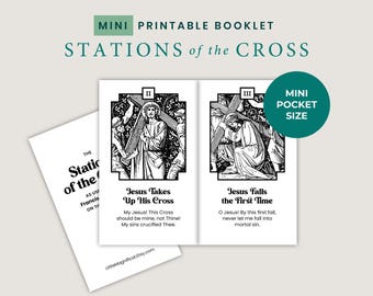 Mini Stations Printable Booklet for Lent Pocket Size Stations of the Cross Booklet Images and Meditations for Stations Catholic Lent Ideas