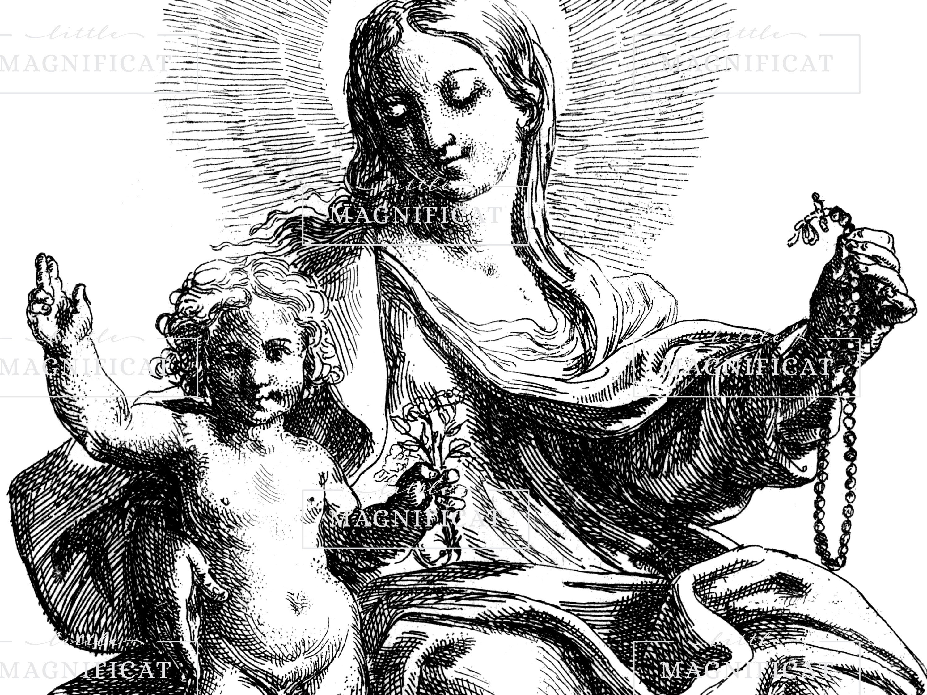 Our Lady of the Rosary Vintage Catholic Art Print (digital Download) - Etsy