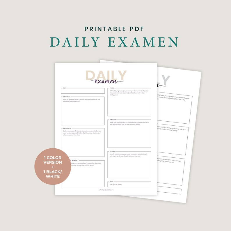 Daily Examen Printable Prayer Catholic Journal Guide for Daily Examen