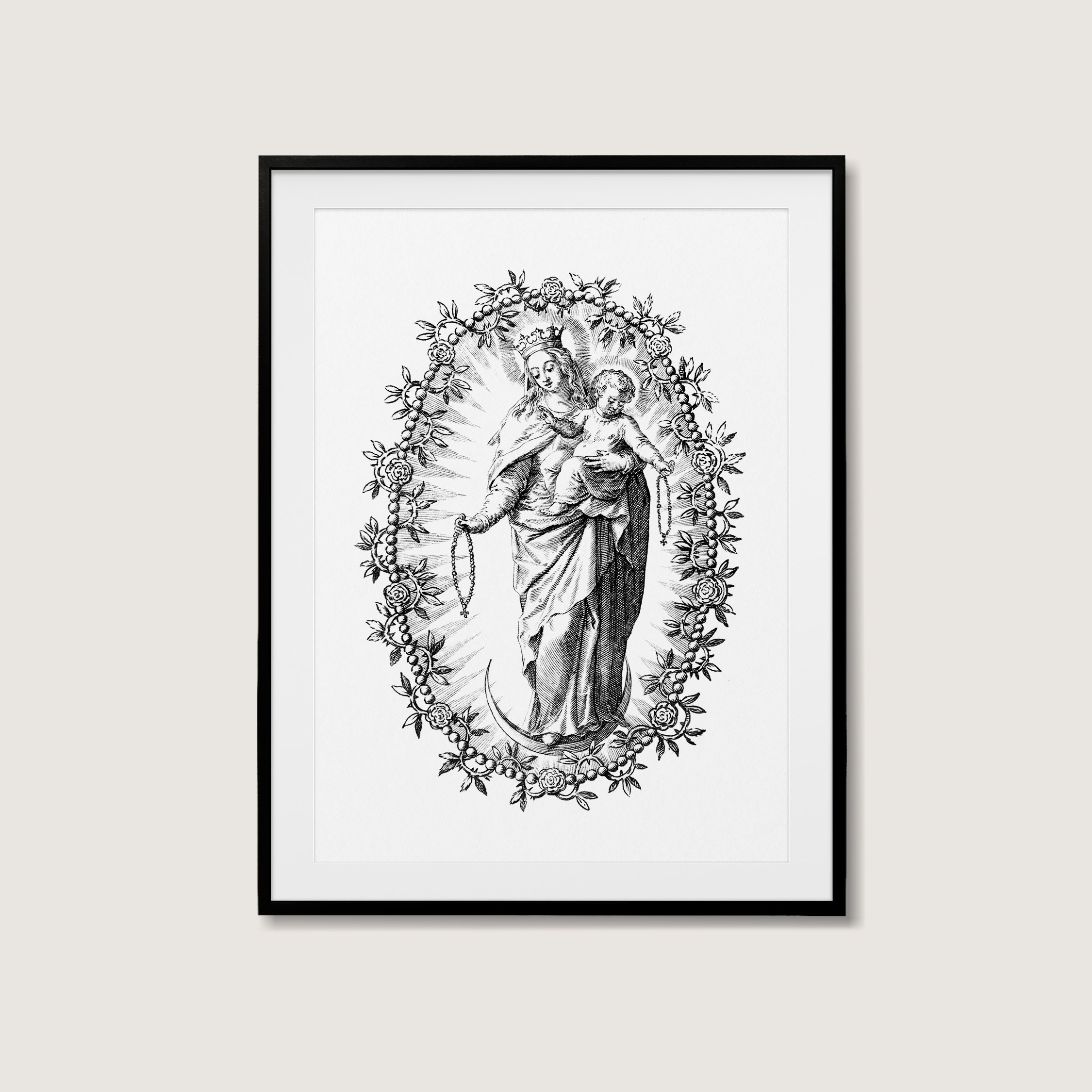 Our Lady of the Rosary Vintage Catholic Art Print (digital Download) - Etsy