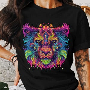 Psychedelic Lion Digital Download, Colorful Lion Art Print, Modern Lion Poster, Unique Lion Design, PNG for Crafts, Instant Download