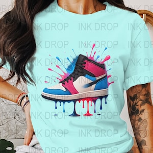 Sneaker Digital Download, Dripping Paint PNG, Colorful Shoe Clipart, Graffiti Art Print, Streetwear Graphics, Sneakerhead Design