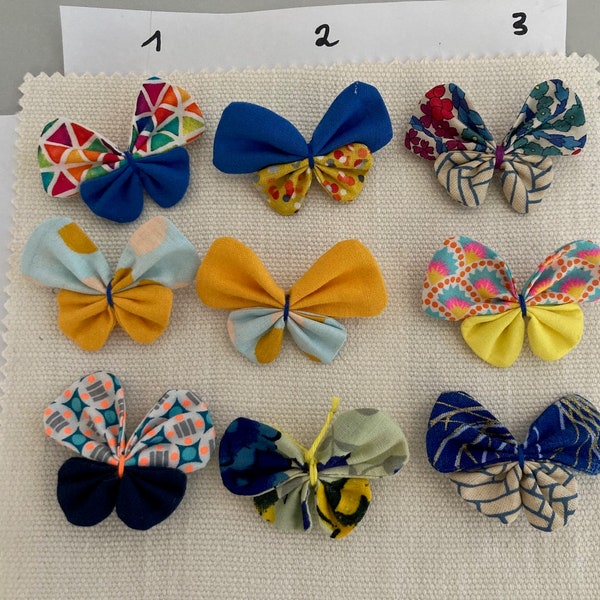 broche papillon en tissus, idéale en accessoire sur vêtement ou sac