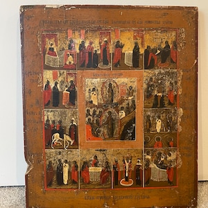 Antique Orthodox Icon of Resurrection of Christ