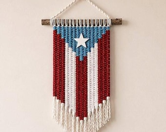 Puerto Rico groot macramé-vlagtapijt Azul Clarito Voordeur Hal Accent Kantoor- of woonkamerdecoratie