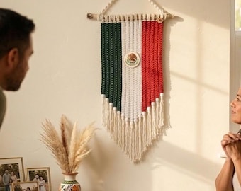 Grote Mexicaanse muur hangend decor boho patriottische kunst huisaccent housewarming cadeau voor Mexicaanse gezinnen en langeafstandskoppels
