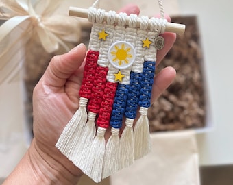 Filipijnse autohanger, micro macramé wanddecoratie, accessoire voor achteruitkijkspiegel, symbool van Spaans erfgoed, boho cultureel cadeau