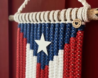 Puerto Rico vlag macrame muur opknoping Boricua Boho decor