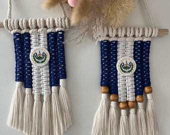 Mini El Salvador vlag auto achteruitkijkspiegel hangend decor optionele kralen