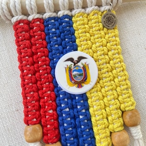 Macrame Ecuador Flag Wall Hanging Decoration for Small Places