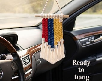 Colombia mini vlaggetje accessoire voor achteruitkijkspiegel, nieuwe autohanger, boho decoratie, Spaans erfgoed cadeau-idee voor collega