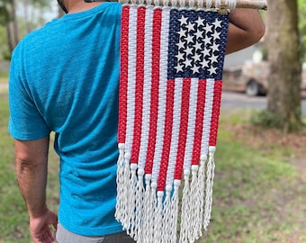 250ste verjaardag Amerikaanse vlag groot macramé wandtapijt patriottisch cadeau voordeur hal Accent woonkamer decoratie