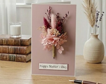 Handmade Dried Flower Mother's Day Card | Personalized Floral Gift