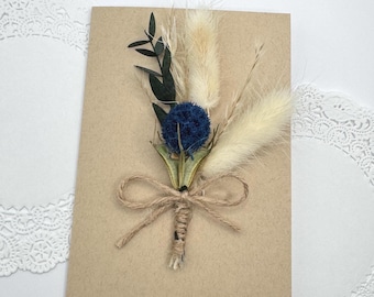Dried Flower Birthday Card: 3D Bouquet on Kraft Paper