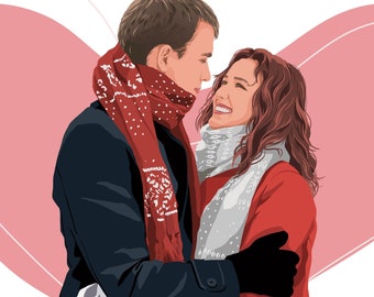Aangepast portret koppel: jubileumcadeau, met de hand getekend (digitale pdf/jpeg)
