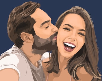 Custom Couple Portrait, Anniversary Gift, Hand-Drawn Art (Digital PDF)