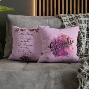 Best Friend Personalized Faux Suede Square Pillow Case, Bestie throw pillow
