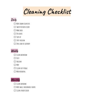 Editable Cleaning Checklist