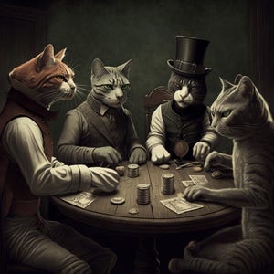 ポーカーをする猫