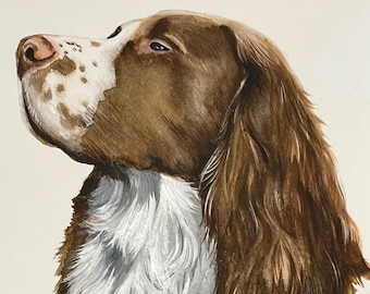 Hand painted pet dog portrait from photo, acrylic and watercolour pet portrait for memorials, pet loss gifts from professional artist