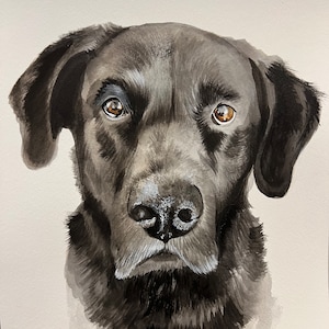 Black Dog Breeds Hand Painted Pet Portrait | Minimalist | Personalised | Painted by professional artist | Dog Lover Gift