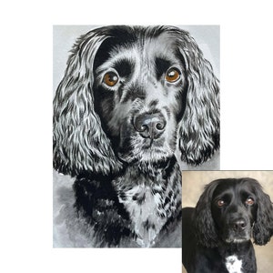 Cocker Spaniel Hand Painted Pet Portrait by professional artist | Dog Lover Gift, Pet memorial, Pet loss