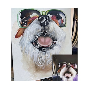 Custom pet portrait, Dog portrait custom painting, Pet portrait, Dog Portrait, Handmade gift, pet portrait from photo, gift for dog owner